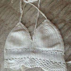 Crotchet white tie top
